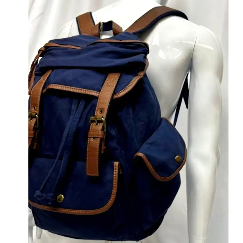 NWT! Hynes Eagle Retro Designer Canvas‎ Backpack 28L NAVY
